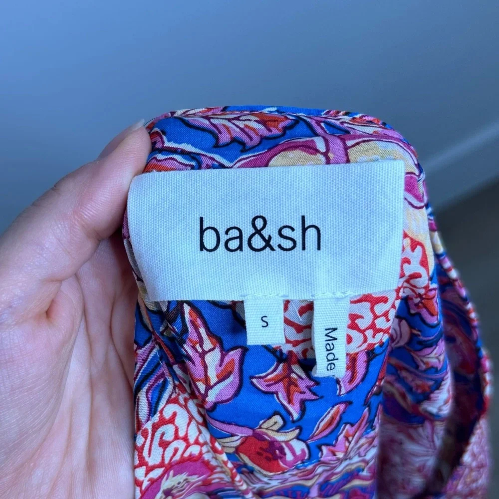 Ba&sh Valia Floral Pink Multicolor Bright Printed Mini Dress Size Small - Picture 10 of 13